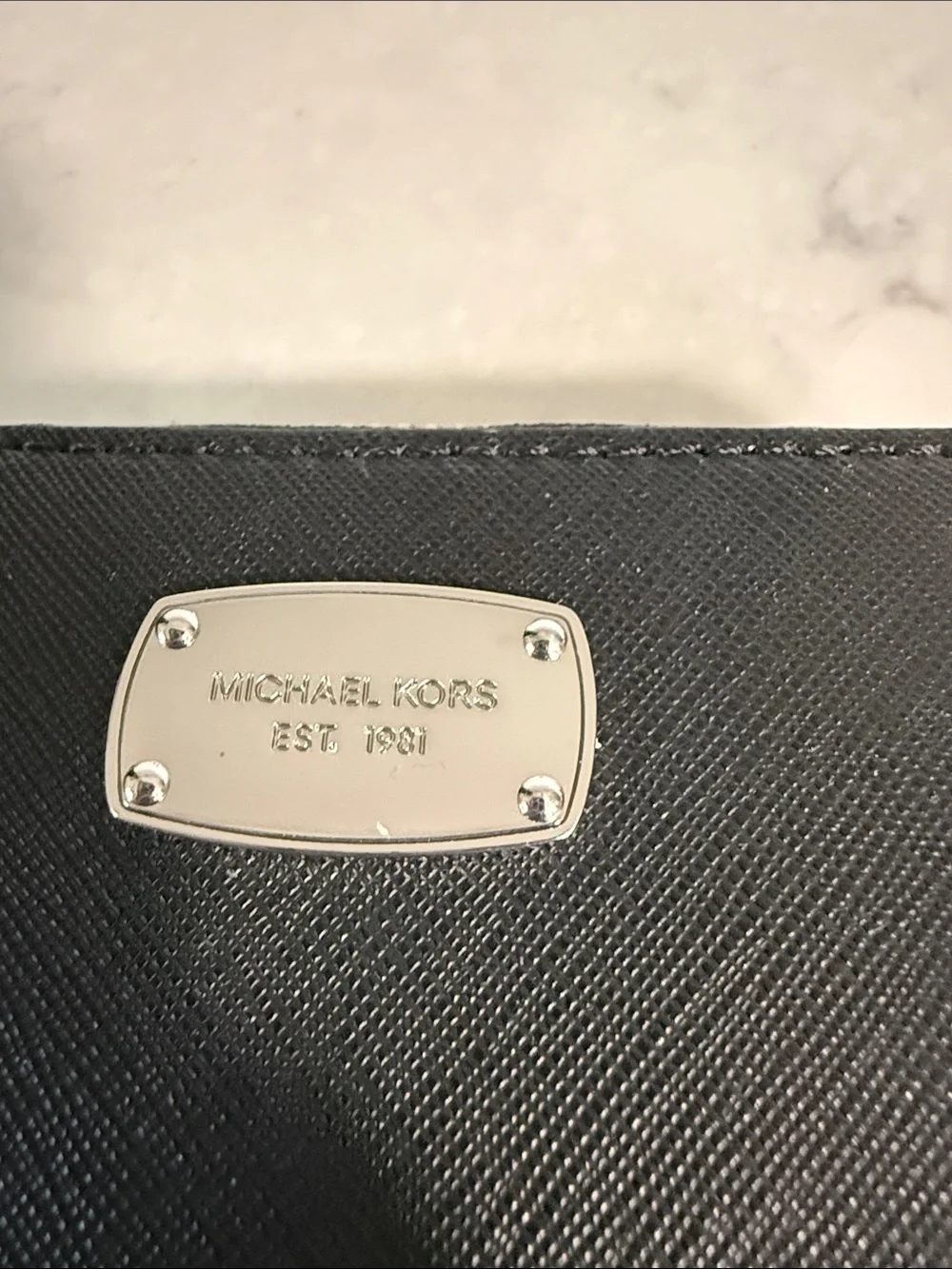 Michael Kors Black Compact Saffiano Zip Card and Bills Wallet- never used